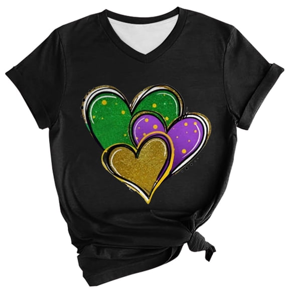 Outfmvch Mardi Gras Tops for Women Carnival Shirts for Women Batwing Sleeve Tops for Women's Short Sleeve Blouses Plain Tshirts for Women Womens Tops Dressy Casual Plain T Shirts Gray 2 Xl