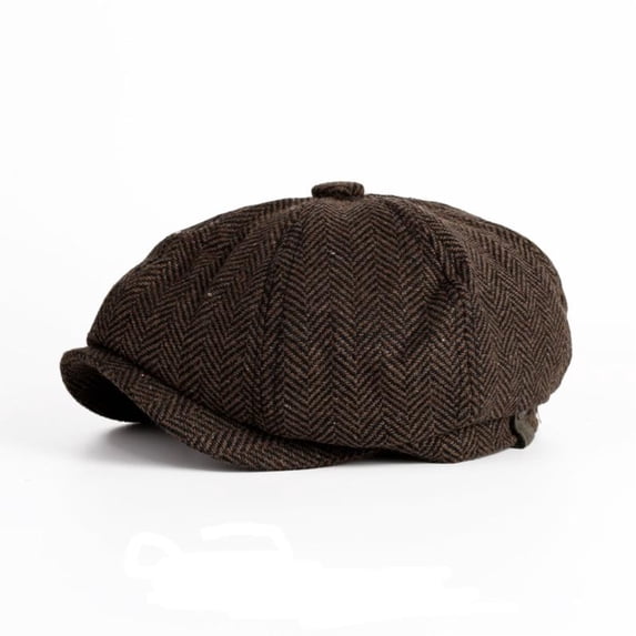 Outfmvch Men's Classic Herringbone Tweed Wool Blend Newsboy Ivy Hat A L