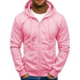 thumbnail image 1 of Outfmvch Men's Zip-Up Hoodie,Full-Zip Hoodie,Hooded Sweatshirt,Fleece Hoodie Men's Fashionable Casual Solid Color Trendy Hooded Zipper Sports Hoodie Pink S, 1 of 5