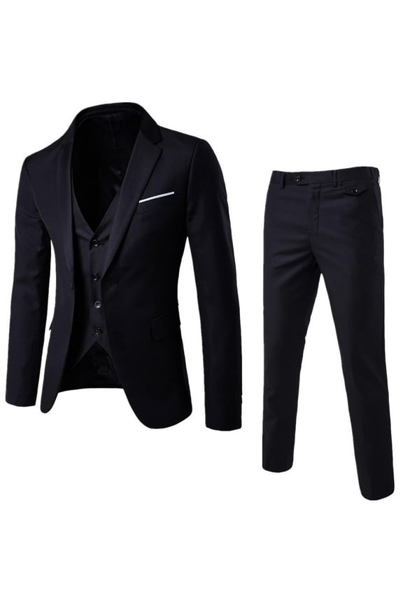 Mens Dress Shirts Suits Men’S Suit Slim 3 Piece Suit Business Wedding Party Jacket Vest & Pants Coat Suits For Men Black 2Xl