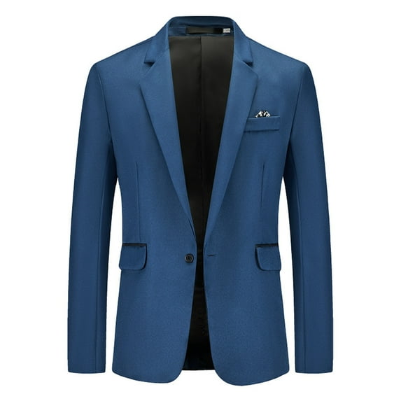 Outfmvch Mens Dress Shirts Suits Mens Suit Slim Fit One Button Solid Tuxedo Acket Business Suits Wedding Party Homecoming Suits For Men Suits For Men Blue L