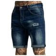 thumbnail image 1 of Outfmvch Mens Jeans Mens Shorts Men'S Casual Zipper Fly Hole Jeans Tight Shorts Trousers Pocket Wash Pant Long Johns For Men Dark Blue L, 1 of 1