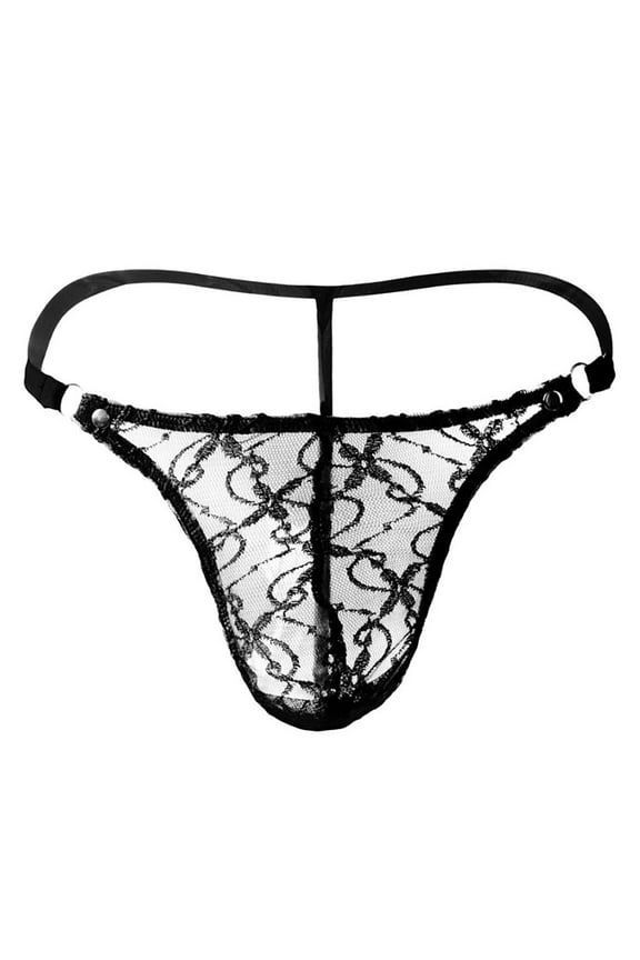 Mens Thong Mens Boxer Briefs Mens Underwear Men's Panties Underwear Lace Mesh G-string Thongs Panties Briefs Panties(clearance) Black Xl