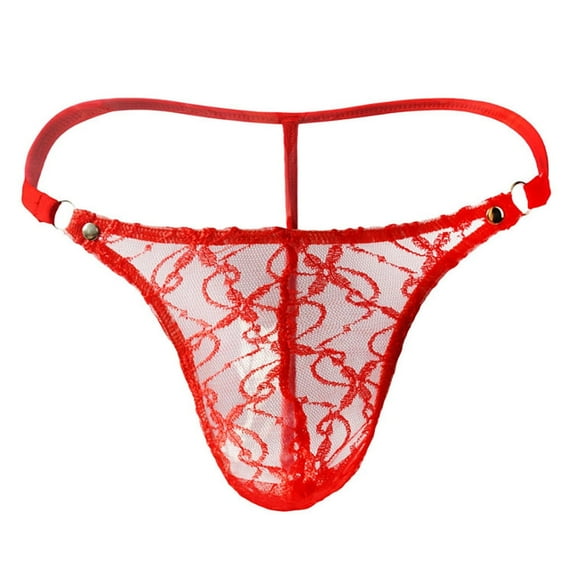 Outfmvch Mens Thong Mens Boxer Briefs Mens Underwear Men's Panties Underwear Lace Mesh G-string Thongs Panties Briefs Panties(clearance) Red Xl
