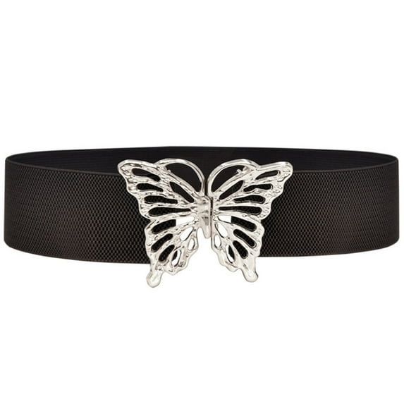 Outfmvch Metal Belt Women Stretchy Belts for Dresses Vintage Elastic Wide Waist Belts 2.36" Wide Wide Belts for Women Coffee One Size