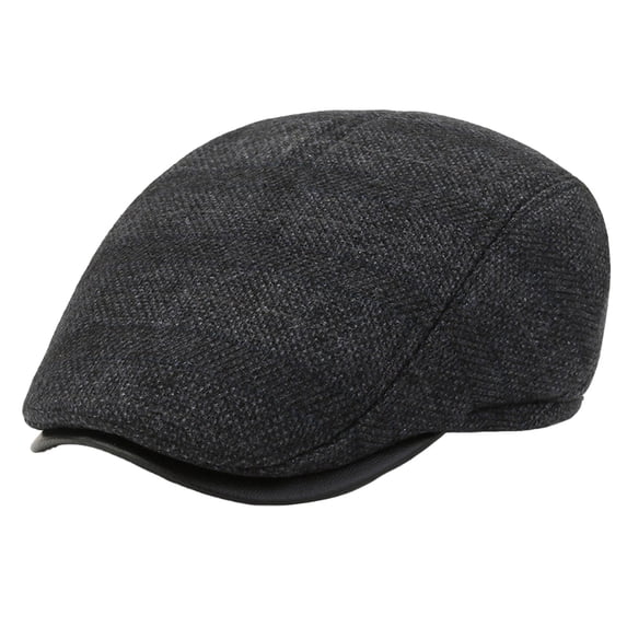 Outfmvch Newsboy Cap for Men Adjustable Tweed Wool Hats Blend Flat Cap Driving Hat Black M