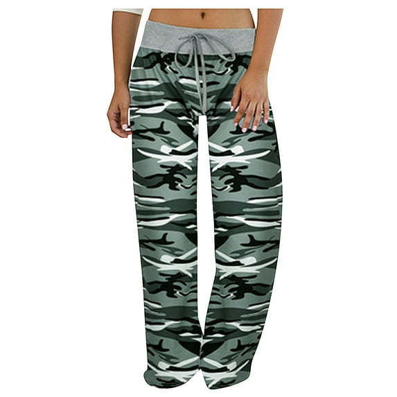 Outfmvch Pajama Pants Wide Leg Sweatpants Women Women'S Casual Printed Comfy Pajama Pants Lounge Palazzo Yoga Pants Womens Sweatpants Gray L