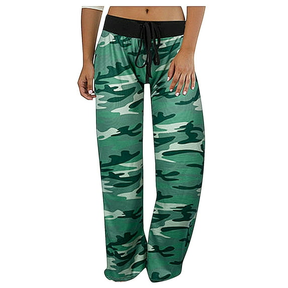 Outfmvch Pajama Pants Wide Leg Sweatpants Women Women'S Casual Printed Comfy Pajama Pants Lounge Palazzo Yoga Pants Womens Sweatpants Green S