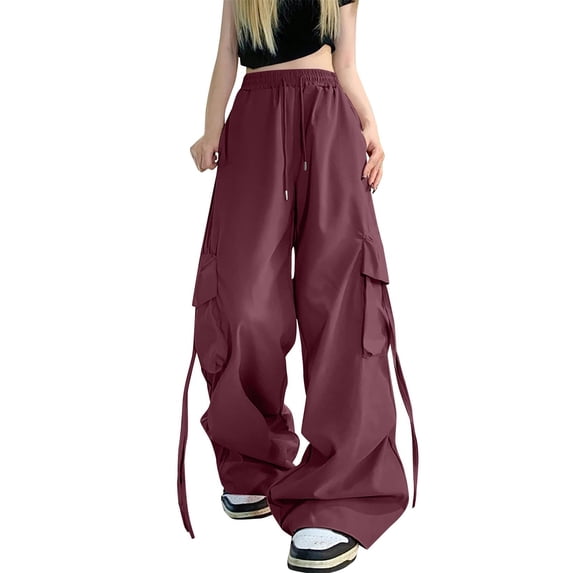 Outfmvch Pants for Women Parachute Pants Travel Pants Women Cargo Shorts Women High Waisted Cargo Pants Womens Athletic Pants Red 4XL