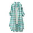 thumbnail image 1 of Outfmvch Plaid Button Down Shirts for Women Plaid Shirts for Women Cowgirl Button Down Shirts for Women's Blouses Checkered Shirt Women's Medium to Long Coat Thin Outer Shirt Z Green 2xl, 1 of 7