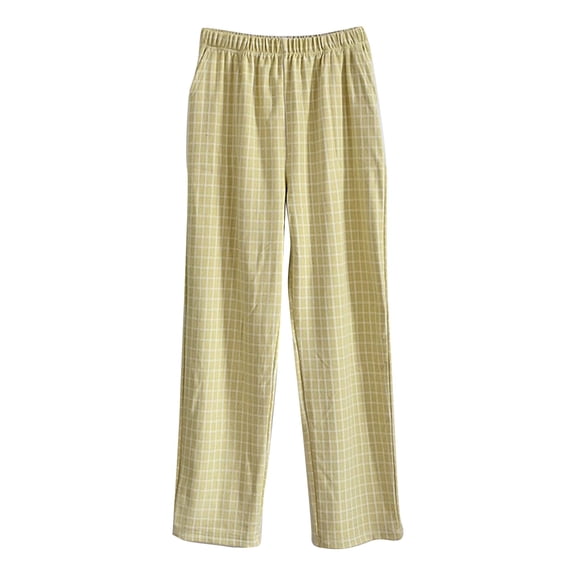 Outfmvch Plaid Pants for Women Gingham Pants Fall Pajamas Women Gingham Pajamas Women's Cotton Pajamas Women's Pajamas Pj Pants for Women Yellow M