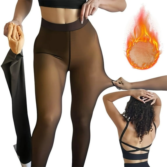 Outfmvch Plus Size Tights Fleece Lined Tights for Women Thermal Pantyhose Translucent Winter Warm Tights Thick Leggings Pantyhose for Women Coffee XL