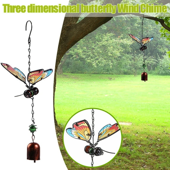 Outfmvch Room Decor Home Decor Butterfly Wind Chime Garden Metal Wind Bell Tube Hanging Ornament for Indoor Decoration Outdoor Suitable