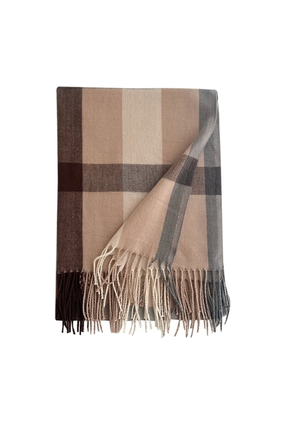 Scarf For Women Scarf Women Fall Winter Scarf Classic Tassel Plaid Scarf Warm Soft Chunky Large Blanket Wrap Shawl Scarves Scarf For Men Beige One Size