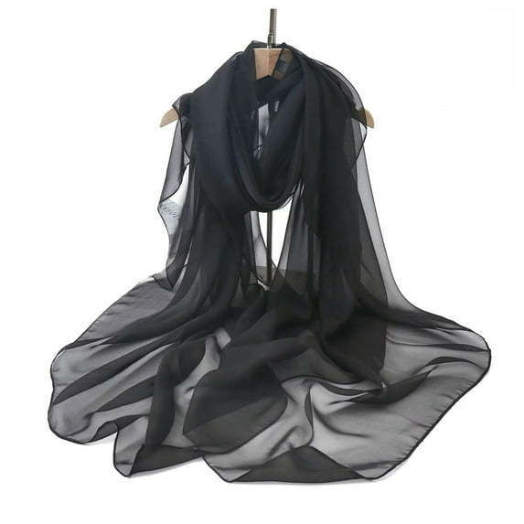 Outfmvch Scarf for Women Satin Scarf Scarves for Women Lightweight Head Wrap Neck Scarf for Women Scarves for Women Chiffon Scarf Black One Size