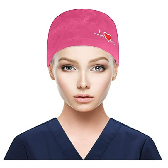 Outfmvch Scrub Cap Surgical Caps for Women Bouffant Turban Chemo Hats for Women Silk Bonnet Head Wraps for Women Head Bands Hot Pink One Size