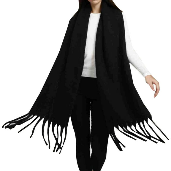 Outfmvch Shawl Wraps Scarf Wrap Shawl shawl wraps for women Popular Thickened Warm Scarf With Tassel Shawl For Women Shawls and Wraps Chiffon Scarf Black A