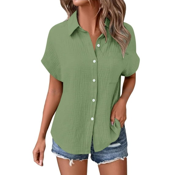 Outfmvch Shirts for Women Knit Tops Plus Size Spring Clothes for Women Tshirts Shirts for Women Womens Workout Shirt Batwing Sleeve Tops for Women Women Short Sleeve Blouse Green S