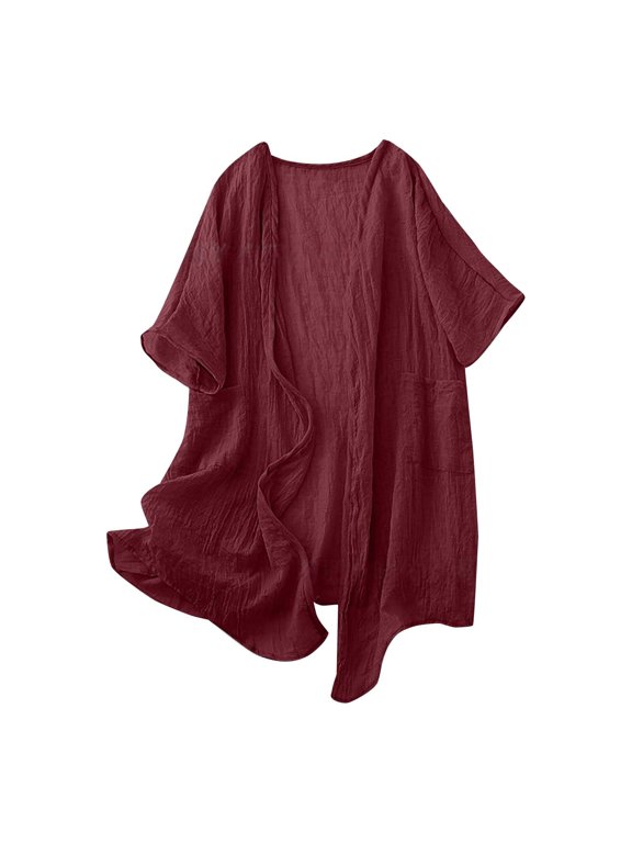 Short Sleeve Cardigans Womens Duster Cardigan Light Cardigan Women Cardigan Wrap Top Tie Front Cardigan Summer Cover Ups Open Front Cardigan for Women Open Front Red XL