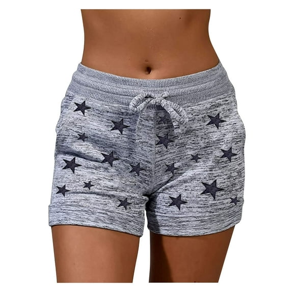 Outfmvch Shorts For Women Gym Shorts Women Casual Women'S Short Shorts Loose With Pockets Print Pants Bandage Pants Leggings With Pockets For Women Gray S
