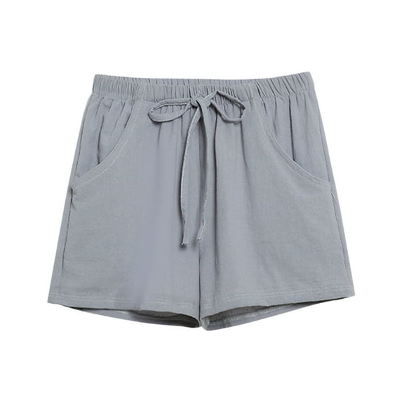 Outfmvch Shorts For Women Gym Shorts Women And Elastic Short Womens Pants Solid Pocket Waist Loose Pants Womens Sweatpants Gray M