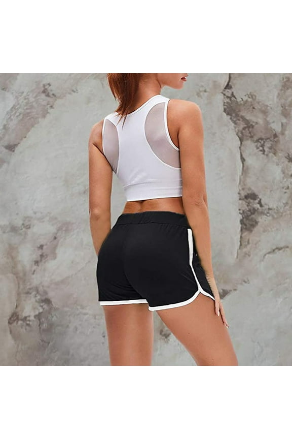 Shorts For Women Gym Shorts Women Women'S Sport Yoga Fitness Pants Stretch Sheath Mid Waist Drawstring Shorts Womens Sweatpants Black Xl