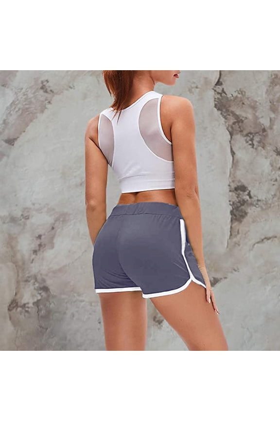 Shorts For Women Gym Shorts Women Women'S Sport Yoga Fitness Pants Stretch Sheath Mid Waist Drawstring Shorts Womens Sweatpants Gray M