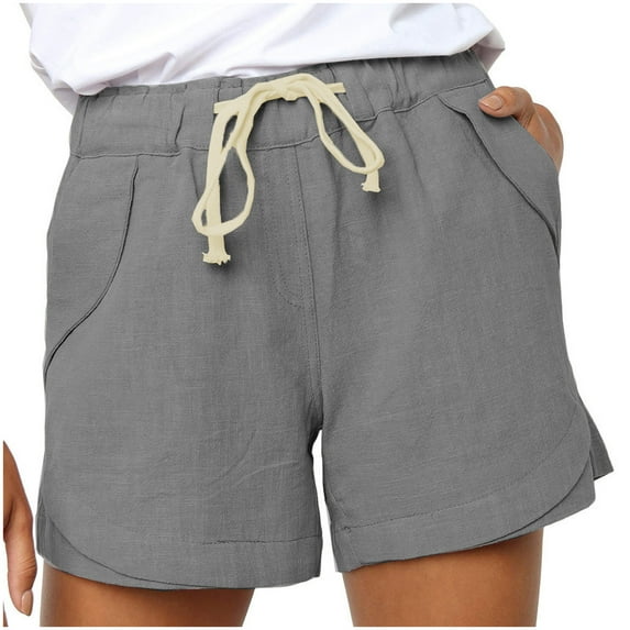 Outfmvch Shorts For Women Gym Shorts Women Womens Plus Size Drawstring Casual Elastic Waist Pocket Loose Solid Shorts Pants Leggings With Pockets For Women Dark Gray 5Xl