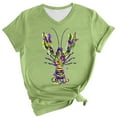 thumbnail image 1 of Outfmvch Off Shoulder Tshirt Mardi Gras T-shirt Flowy Top Ribbed Short Sleeve Tops for Women Basic Tee Short Sleeve Shirts for Women Mardi Gras Tops for Women Army Green 1 L, 1 of 8