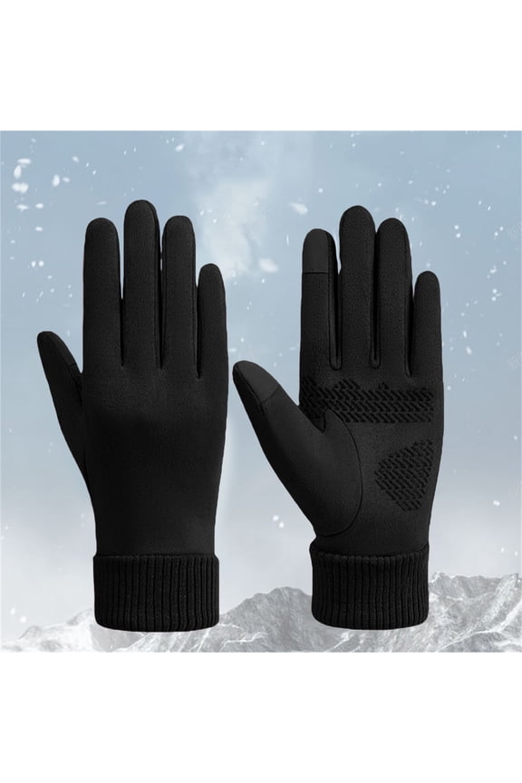 Ski Gloves Women Waterproof Winter Gloves for Men Women - Touch Screen Cold Weather Thermal Warm Knit Glove for Running Driving Hiking Snow Gloves Black One Size