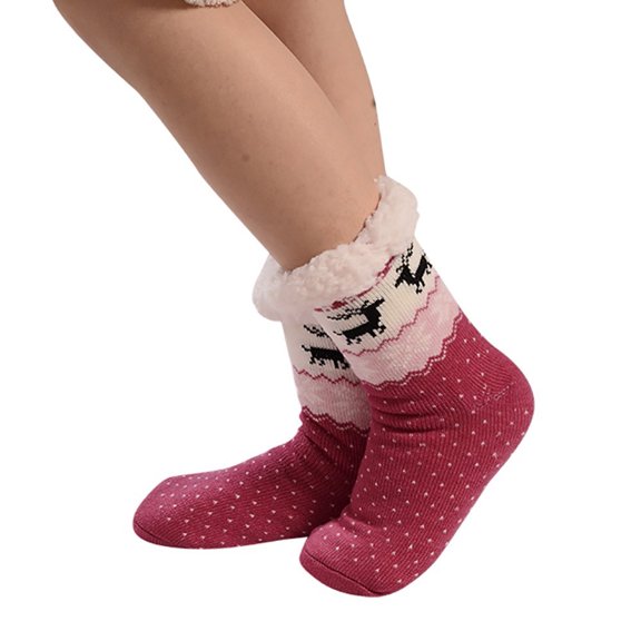 Outfmvch Slipper Socks with Grips for Women Christmas Socks Sleeping Socks Fluffy Plush Cozy Non-slip Fuzzy Socks for Women Winter Crew Socks Winter Cozy Gifts for Teachers