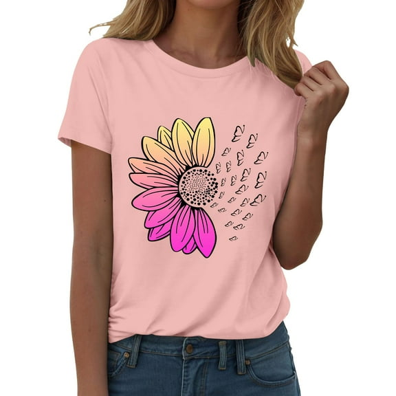 Outfmvch Spring Tops for Women,Oversized Graphic Tshirts for Women,Graphic Tees,Womens Graphic T Shirts,Boho Tops for Women,Workout T Shirts Athletic 2025 Short Sleeve Spring Tee X1 Watermelon Red M