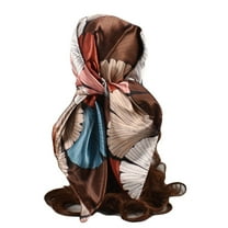 Outfmvch Square Head Scarf Satin Scarf Hair Scarf Head Scarves for Women Shawl for Women Silk Head Scarf for Women Bandanas Coffee One Size