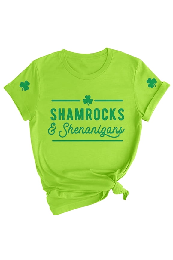 St Patrick's Day Shirts Graphic T-Shirt irish tshirts Graphic Tee Shirt Shamrock Tee shamrock Irish Saint Patricks Day shirt Short Sleeve Tee womens blouses Irish Clover Shirt Green 3XL