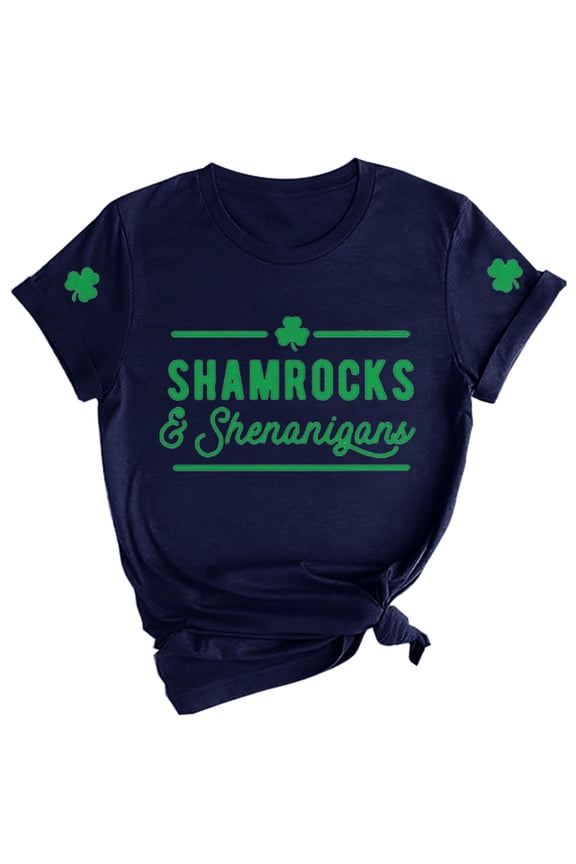 St Patrick's Day Shirts Shamrock Tee Graphic Tee Shirt crop tops for women Irish Saint Patricks Day shirt irish tshirts summer tops for women shamrock t shirt Graphic T-Shirt Blue 2XL