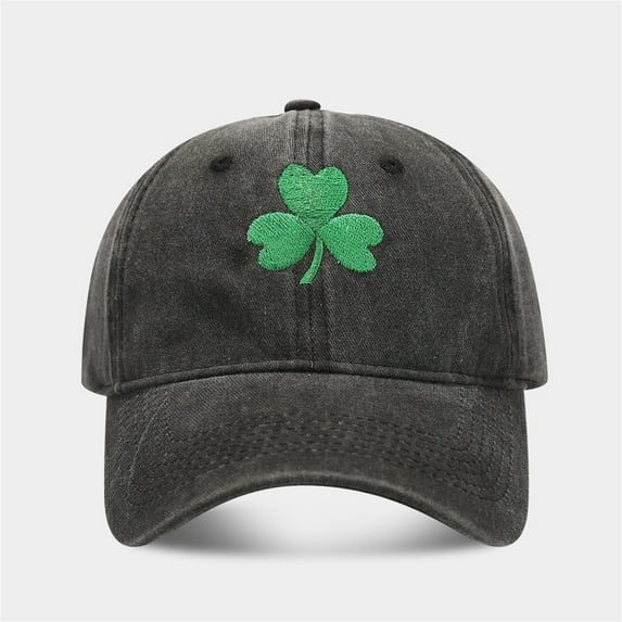 Outfmvch St Patricks Day Hat, Shamrock Baseball Cap for Men & Women, Lucky Hat, Adjustable Fit, Irish Clover Accessories Black One Size