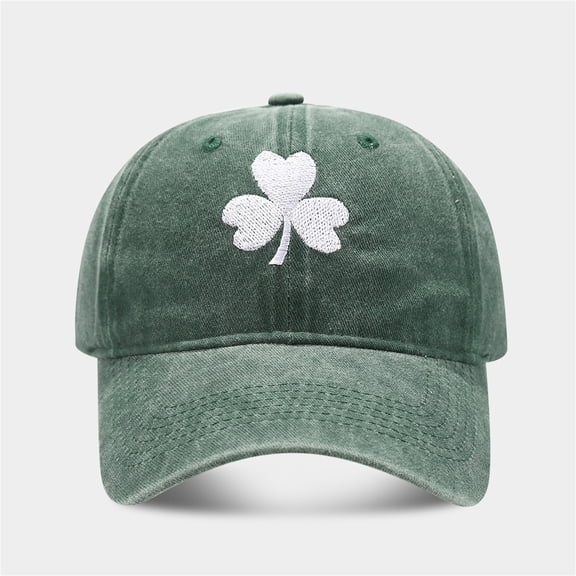 Outfmvch St Patricks Day Hat, Shamrock Baseball Cap for Men & Women, Lucky Hat, Adjustable Fit, Irish Clover Accessories Blackish Green One Size