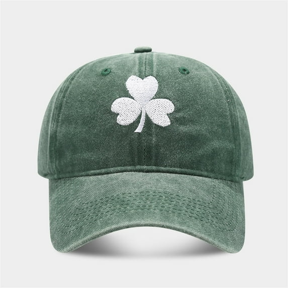 Outfmvch St Patricks Day Hat, Shamrock Baseball Cap for Men & Women, Lucky Hat, Adjustable Fit, Irish Clover Accessories Blackish Green One Size