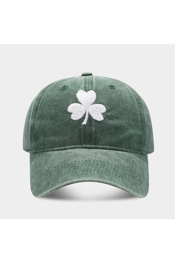 St Patricks Day Hat, Shamrock Baseball Cap for Men & Women, Lucky Hat, Adjustable Fit, Irish Clover Accessories Blackish Green One Size