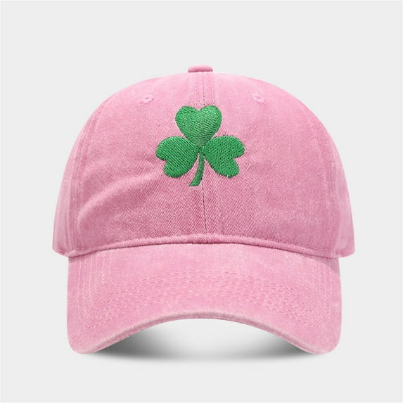 Outfmvch St Patricks Day Hat, Shamrock Baseball Cap for Men & Women, Lucky Hat, Adjustable Fit, Irish Clover Accessories Pink One Size