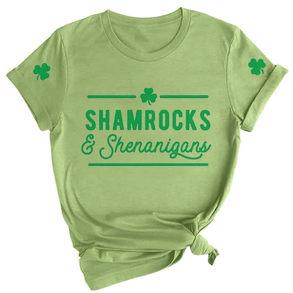 Outfmvch St Patricks Day Shirt Women St Patricks Day Shirt Womens Tops Wost. Day Funny and Shenanigans Casual T Shirt Casual T Shirt Letters Printed Crew Neck Shirt Wopullover T Shirt Army Green M