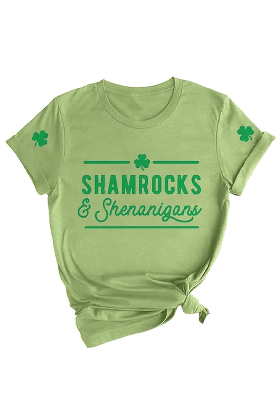 St Patricks Day Shirt Women St Patricks Day Shirt Womens Tops Wost. Day Funny and Shenanigans Casual T Shirt Casual T Shirt Letters Printed Crew Neck Shirt Wopullover T Shirt Army Green L