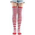 thumbnail image 1 of Outfmvch Striped Socks Knee High Socks Striped Thigh High Socks Cotton Socks for Women Leg Warmers Wool Socks for Women Long Socks Watermelon Red One Size, 1 of 4