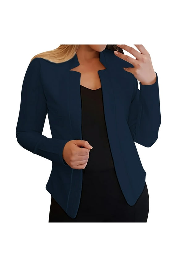 Suits Jackets For Women Womens Pocketed Office Blazers Draped Open Front Cardigans Jacket Work Suit Blazers For Women Navy S