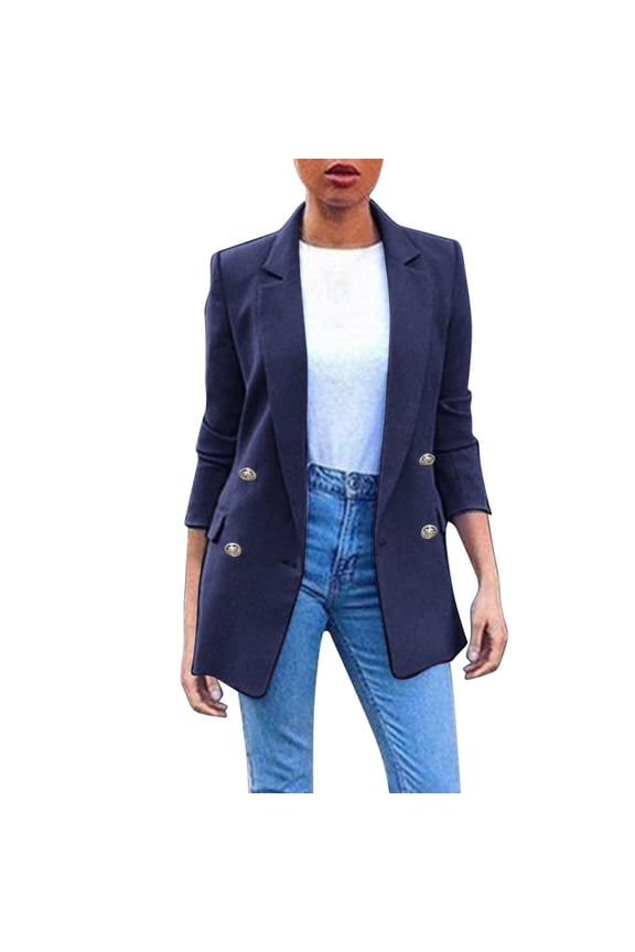 Suits Womens Blazer Womens Pocket Office Blazer Draped Front Cardigan Jacket Work Suit Blazers For Women Navy 2Xl