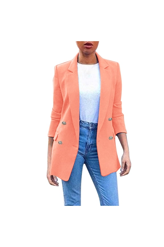 Suits Womens Blazer Womens Pocket Office Blazer Draped Front Cardigan Jacket Work Suit Blazers For Women Pink S