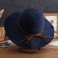 thumbnail image 1 of Outfmvch Sun Hats for Women Wide Brim Beach Hat Straw Visor Ponytail Summer UV Packable Foldable Beach Vacation Essentials Navy M, 1 of 3