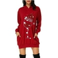 thumbnail image 1 of Outfmvch Sweater Dress Dresses for Women 2023 Christmas Women's Hip Bag Hoodie Print Pocket Hoodie Fashion Dress Fashion Women's Blouse Long Sleeve Dress for Women Red Xl, 1 of 4