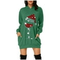 thumbnail image 1 of Outfmvch Sweater Dress Dresses for Women 2023 Christmas Women's Hip Bag Hoodie Print Pocket Hoodie Fashion Dress Fashion Women's Blouse Long Sleeve Dress for Women Green M, 1 of 4