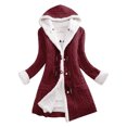thumbnail image 1 of Outfmvch Sweaters For Women Cardigan Sweaters For Women Women Casual Knit Button Long Sleeve Thick Warm Hooded Cardigan Coat Womens Sweaters Wine 3Xl, 1 of 9